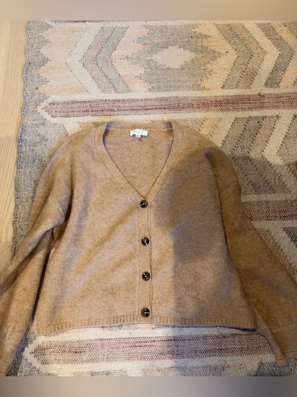 Mable Women’s V-Neck Button Cardigan in Camel Brown
